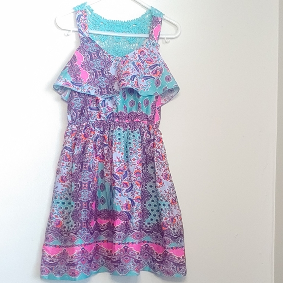 Japna Kids Girls Floral Paisley Print Ruffle Dress 5/6 - Picture 2 of 4